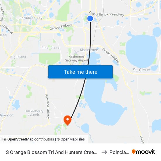 S Orange Blossom Trl And Hunters Creek Blvd to Poinciana map