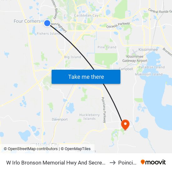 W Irlo Bronson Memorial Hwy And Secret Lake Dr to Poinciana map