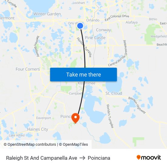 Raleigh St And Campanella Ave to Poinciana map