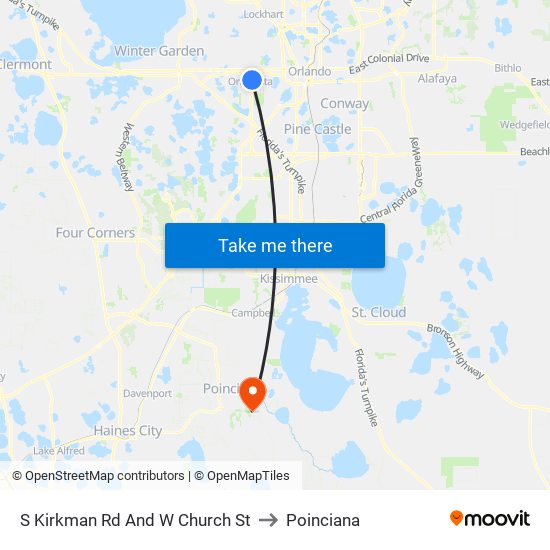 S Kirkman Rd And W Church St to Poinciana map