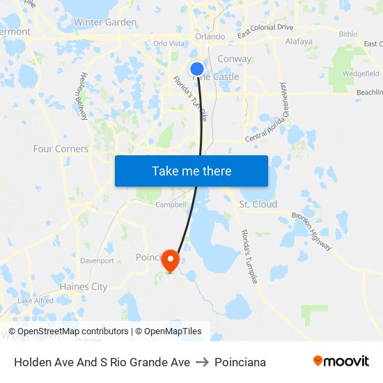 Holden Ave And S Rio Grande Ave to Poinciana map