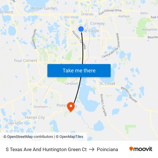 S Texas Ave And Huntington Green Ct to Poinciana map