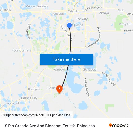 S Rio Grande Ave And Blossom Ter to Poinciana map