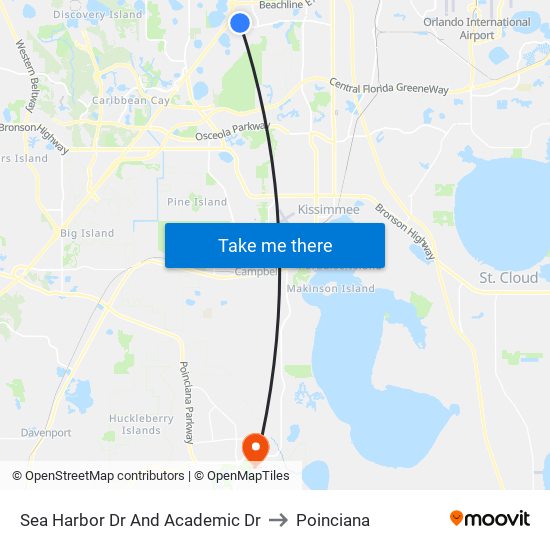 Sea Harbor Dr And Academic Dr to Poinciana map