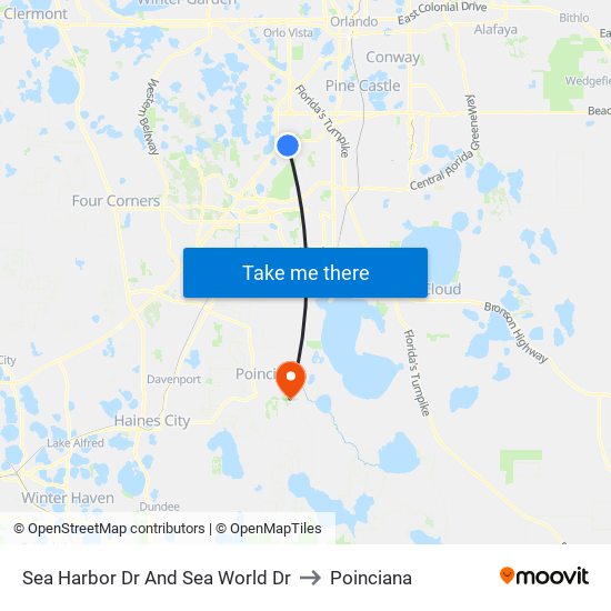 Sea Harbor Dr And Sea World Dr to Poinciana map