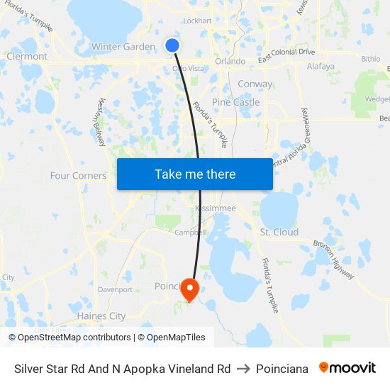 Silver Star Rd And N Apopka Vineland Rd to Poinciana map