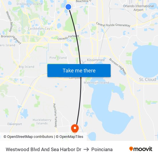 Westwood Blvd And Sea Harbor Dr to Poinciana map