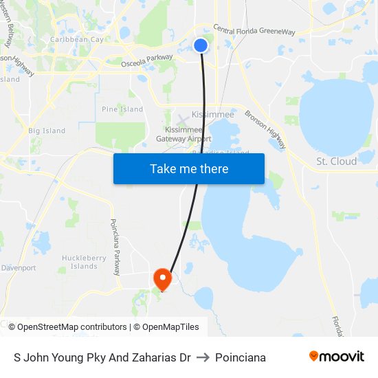 S John Young Pky And Zaharias Dr to Poinciana map
