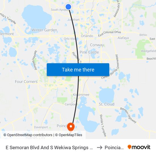 E Semoran Blvd And S Wekiwa Springs Rd to Poinciana map