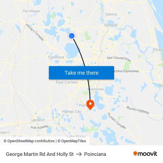 George Martin  Rd And Holly  St to Poinciana map