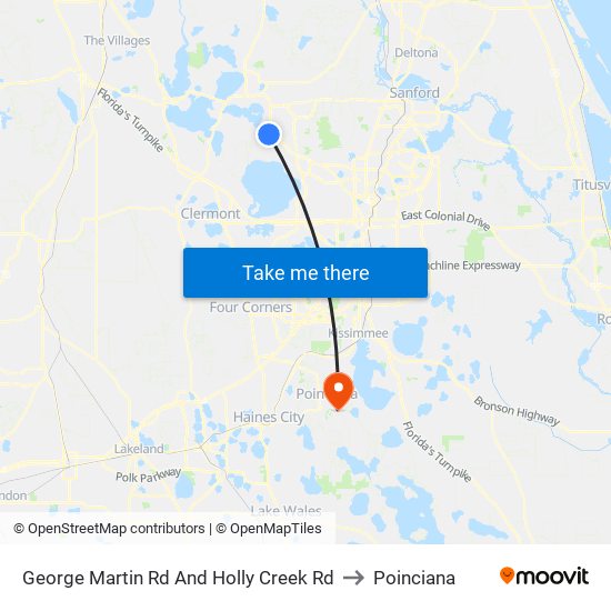 George Martin Rd And Holly Creek Rd to Poinciana map
