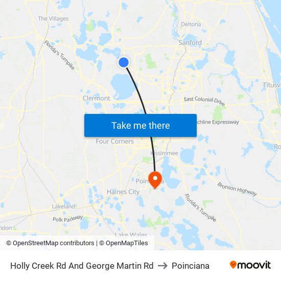 Holly Creek Rd And George Martin Rd to Poinciana map