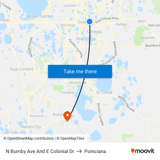 N Bumby Ave And E Colonial Dr to Poinciana map