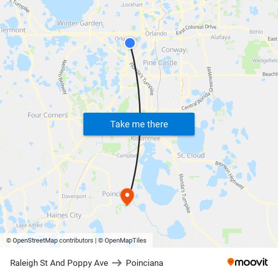 Raleigh St And Poppy Ave to Poinciana map