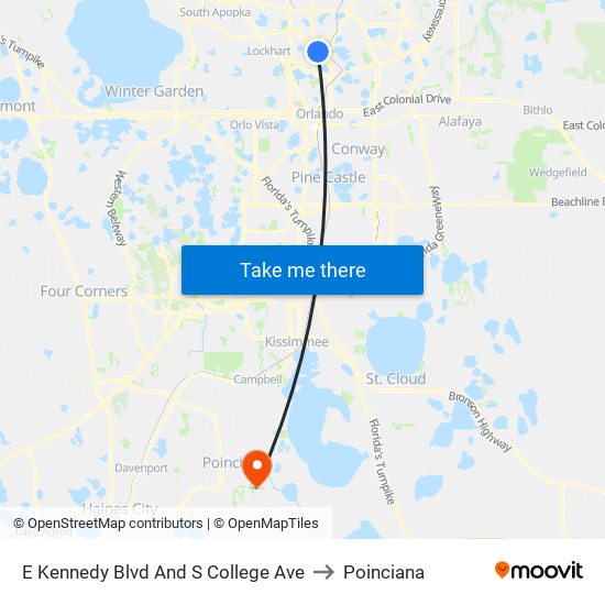 E Kennedy Blvd And S College Ave to Poinciana map