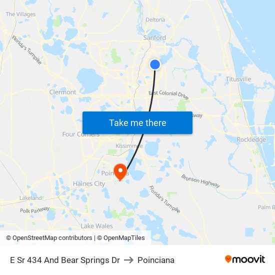 E Sr 434 And Bear Springs Dr to Poinciana map