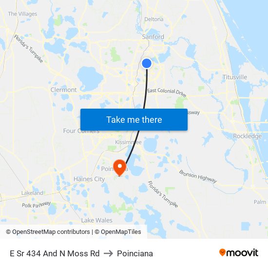 E Sr 434 And N Moss Rd to Poinciana map