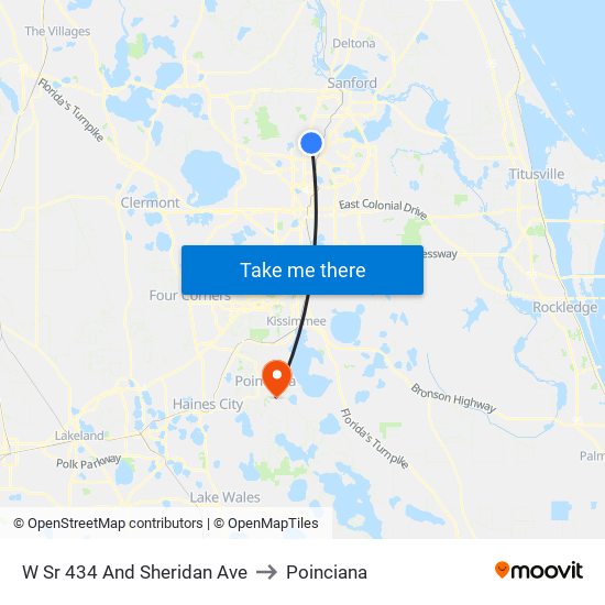 W Sr 434 And Sheridan Ave to Poinciana map