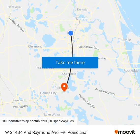 W Sr 434 And Raymond Ave to Poinciana map