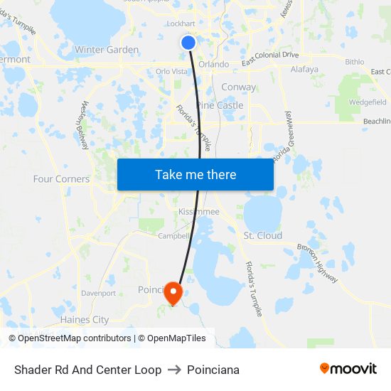 Shader Rd And Center Loop to Poinciana map