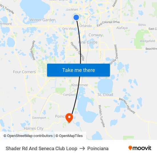 Shader Rd And Seneca Club Loop to Poinciana map