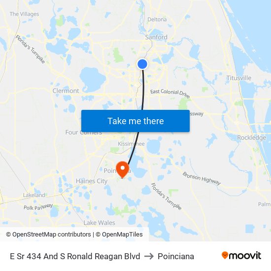 E Sr 434 And S Ronald Reagan Blvd to Poinciana map