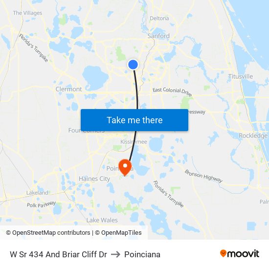 W Sr 434 And Briar Cliff Dr to Poinciana map
