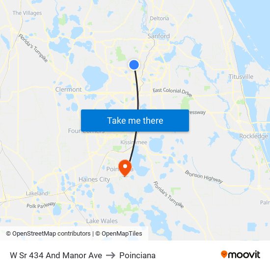 W Sr 434 And Manor Ave to Poinciana map