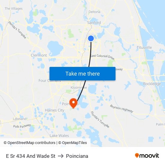 E Sr 434 And Wade St to Poinciana map