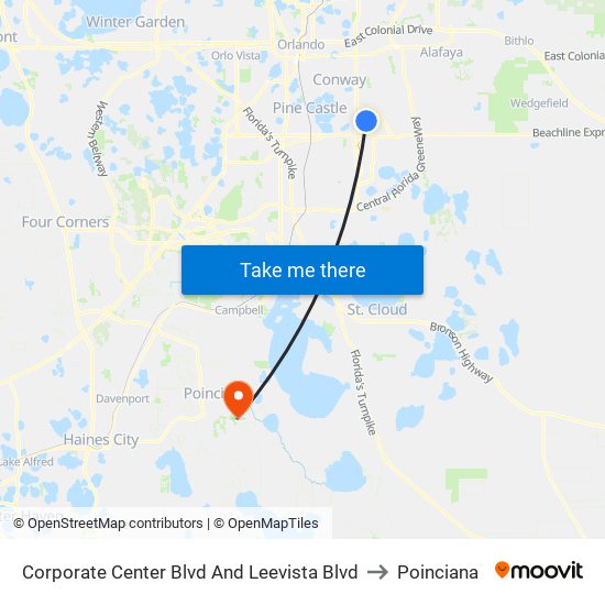 Corporate Center Blvd And Leevista Blvd to Poinciana map