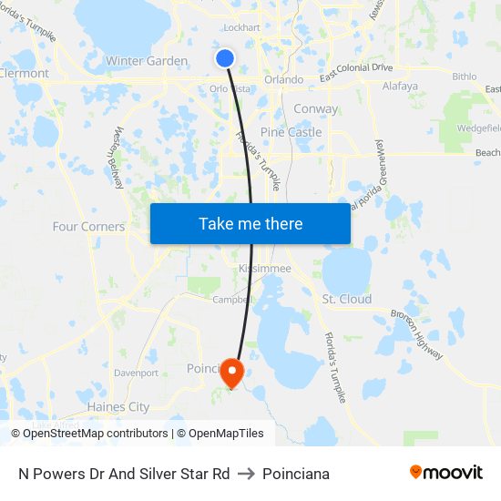 N Powers Dr And Silver Star Rd to Poinciana map