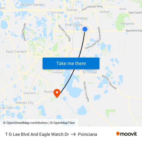 T G Lee Blvd And Eagle Watch Dr to Poinciana map