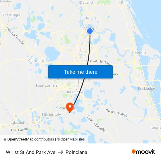 W 1st St And Park Ave to Poinciana map