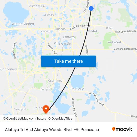 Alafaya Trl And Alafaya Woods Blvd to Poinciana map