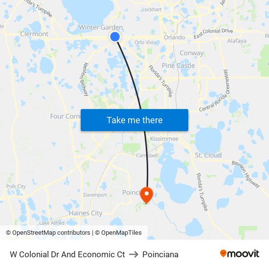 W Colonial Dr And Economic Ct to Poinciana map