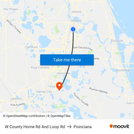 W County Home Rd And Loop Rd to Poinciana map