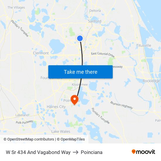 W Sr 434 And Vagabond Way to Poinciana map