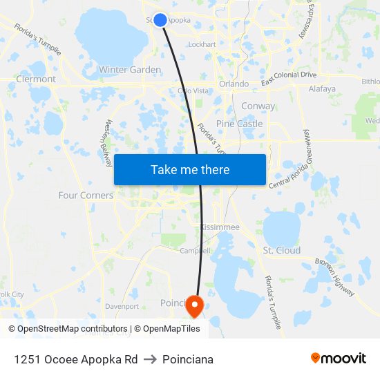 1251 Ocoee Apopka Rd to Poinciana map