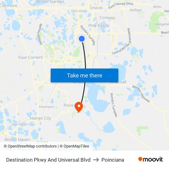 Destination Pkwy And Universal Blvd to Poinciana map