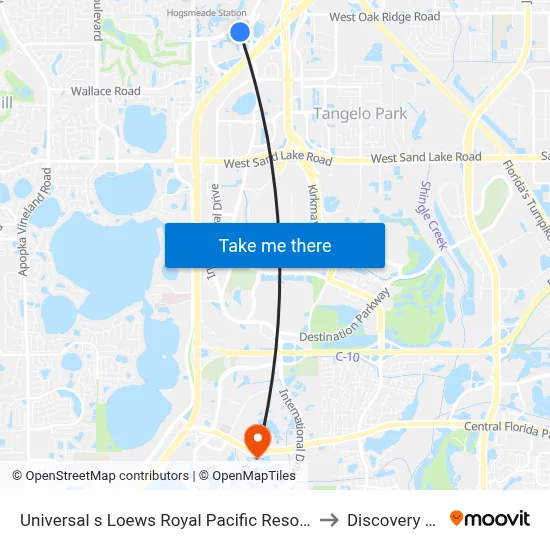 Universal s Loews Royal Pacific Resort Orlando to Discovery Cove map