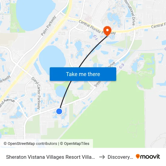 Sheraton Vistana Villages Resort Villas I Drive Orlando to Discovery Cove map