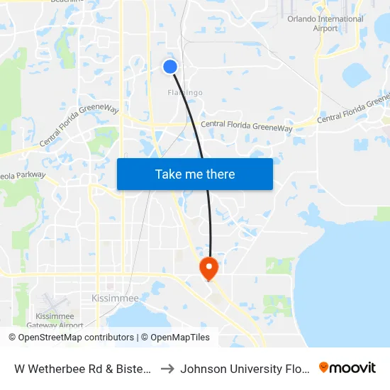 W Wetherbee Rd & Bisted Dr to Johnson University Florida map