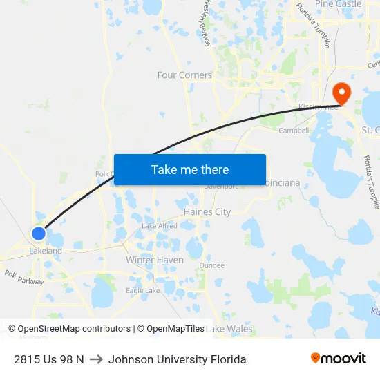 2815 Us 98 N to Johnson University Florida map