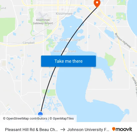 Pleasant Hill Rd & Beau Chene Dr to Johnson University Florida map