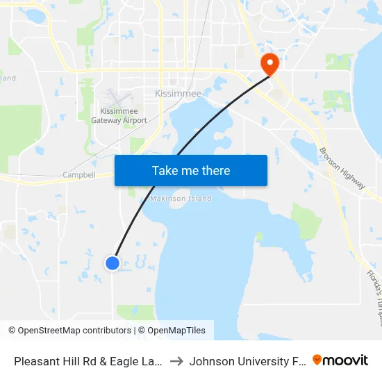 Pleasant Hill Rd & Eagle Lake Blvd to Johnson University Florida map