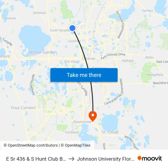 E Sr 436 & S Hunt Club Blvd to Johnson University Florida map