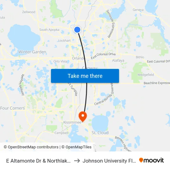 E Altamonte Dr & Northlake Blvd to Johnson University Florida map