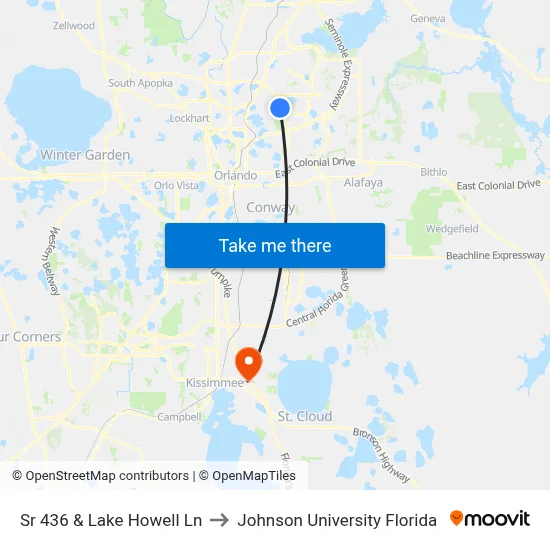 Sr 436 & Lake Howell Ln to Johnson University Florida map
