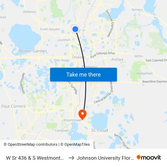 W Sr 436 & S Westmonte Dr to Johnson University Florida map
