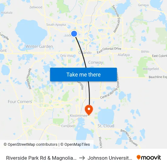 Riverside Park Rd & Magnolia Homes Rd to Johnson University Florida map